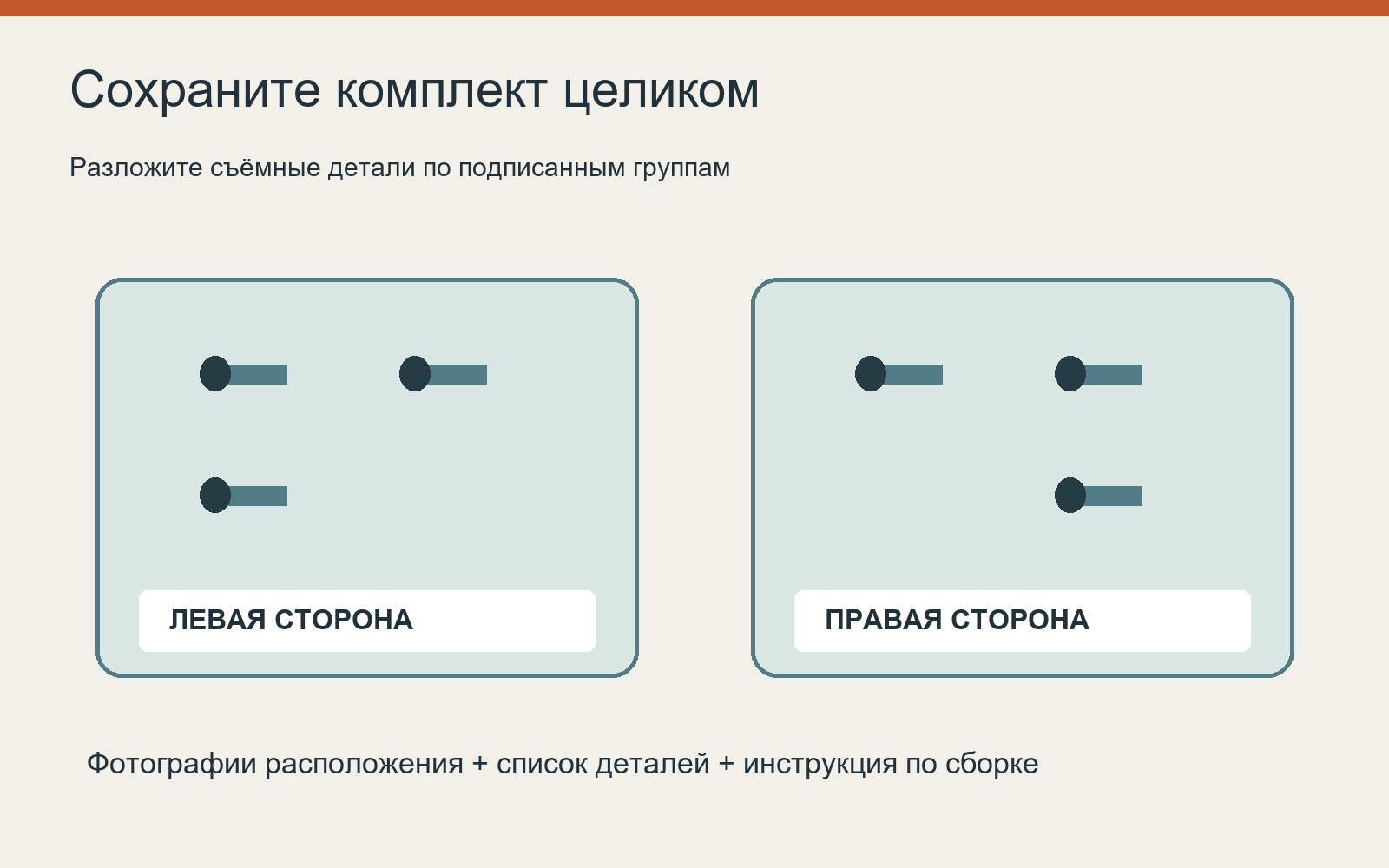 Крепёж левой и правой стороны в подписанных группах